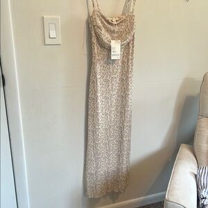 See You Monday Floral Midi Dress - Cream and Pink